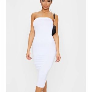 White bandeau midaxi dress bodycon